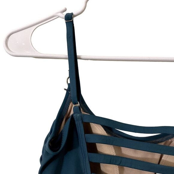 Kona Sol turquoise one piece ruched swimsuit strap detail comfortable adjustable - Picture 5 of 7